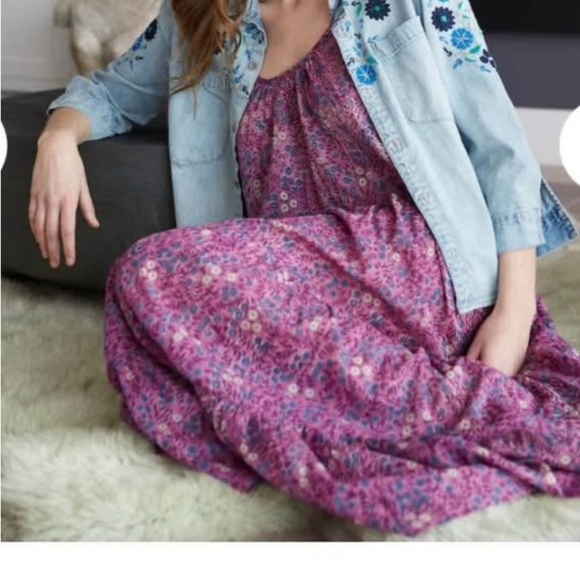 New with tags Designer Floral Purple Maxi Dress - Picture 2 of 4